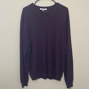 Murano Men's Deep Purple V-Neck Sweater Silk/Cashmere Blend